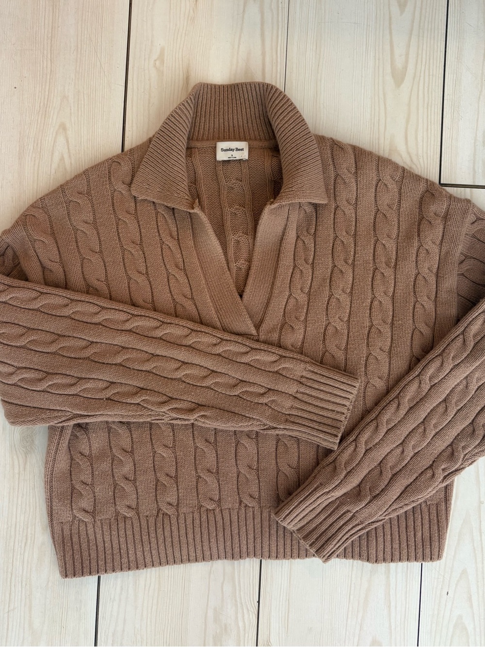 Sunday Best Cable V-Neck Pullover - Brown